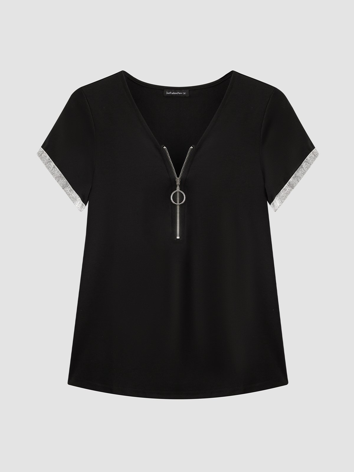 V Neck Casual Plain Jersey T-shirt