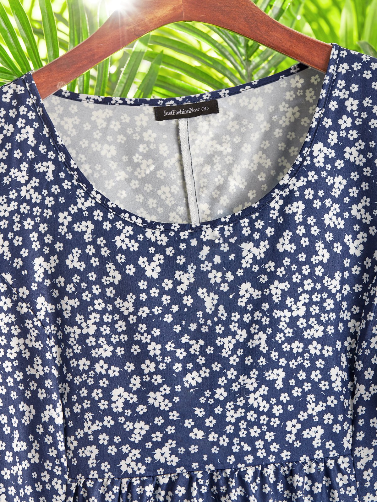 Vacation Crew Neck Printed Polyester Fibre Floral Dress