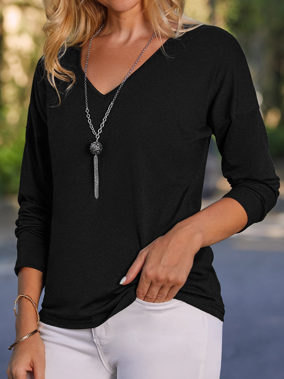 V Neck Jersey T-shirt