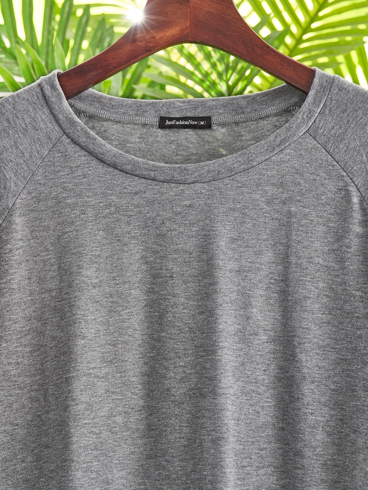 Round Neck Solid Loosen Casual Jersey T-shirt