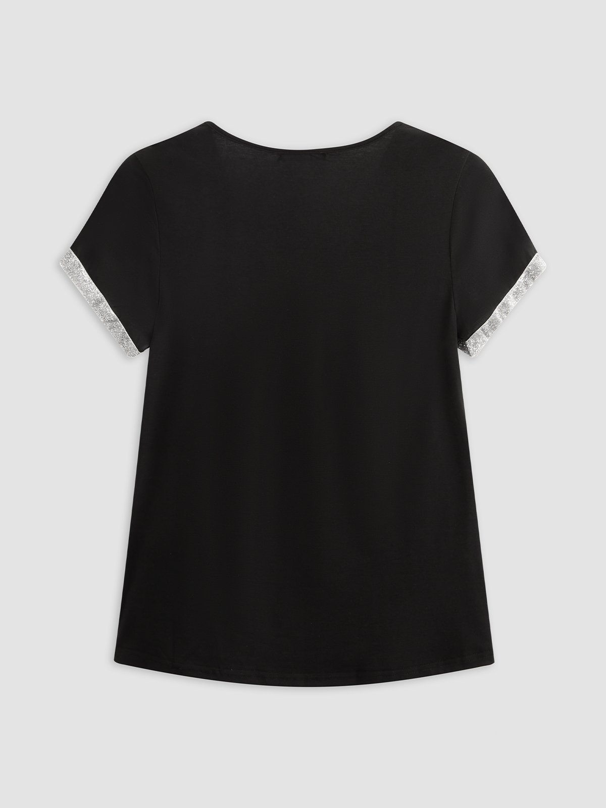 V Neck Casual Plain Jersey T-shirt