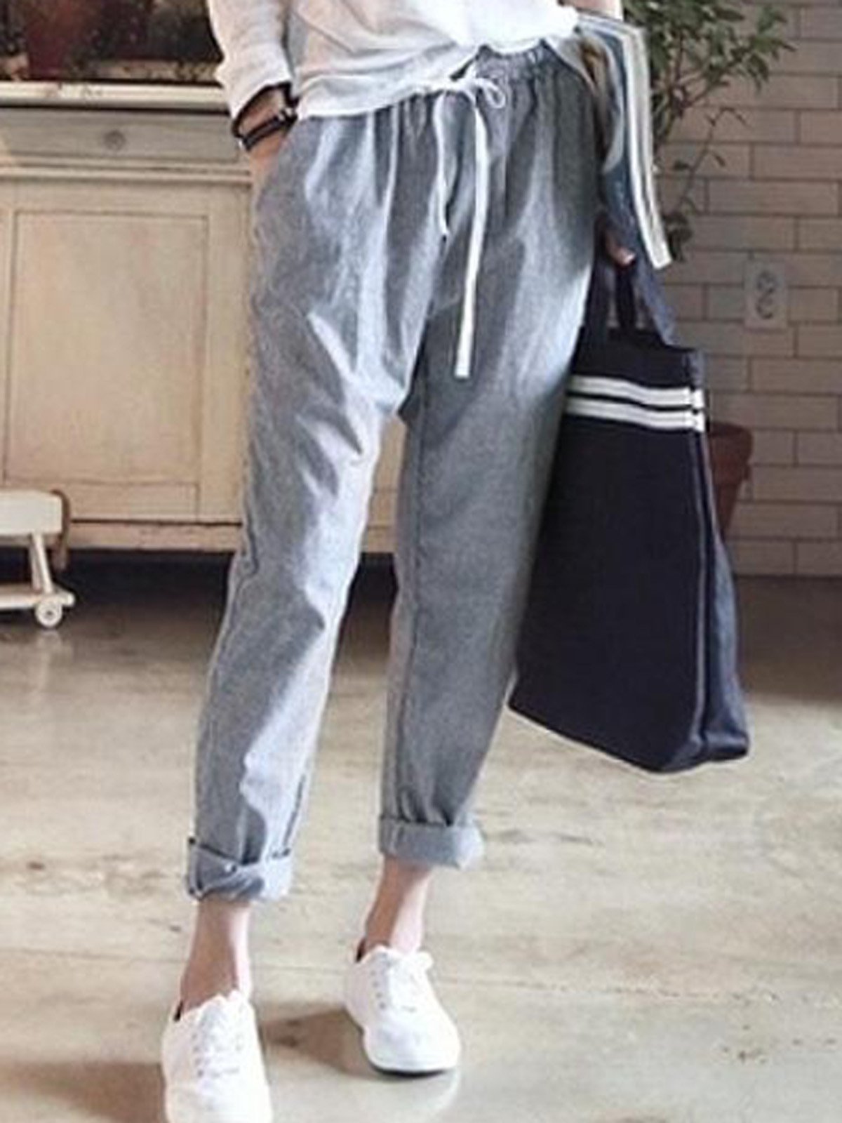 Printed Casual Linen Pants