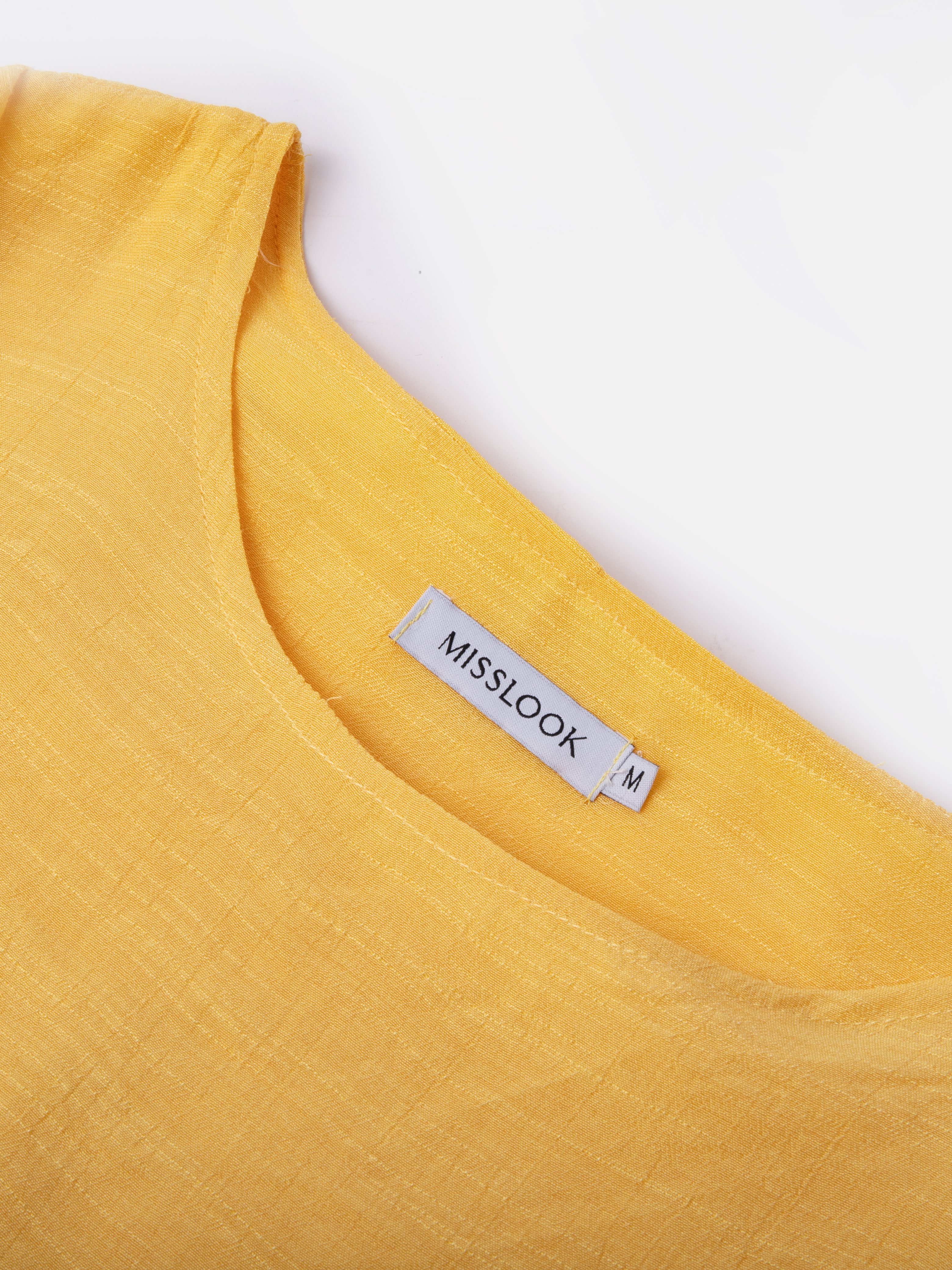 Solid Round Neck Linen Loosen Shirt & Blouses