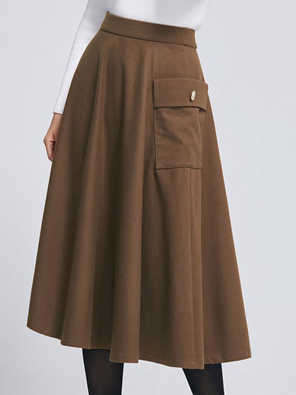 Vintage Loosen Wool-Mix Fabric Skirt