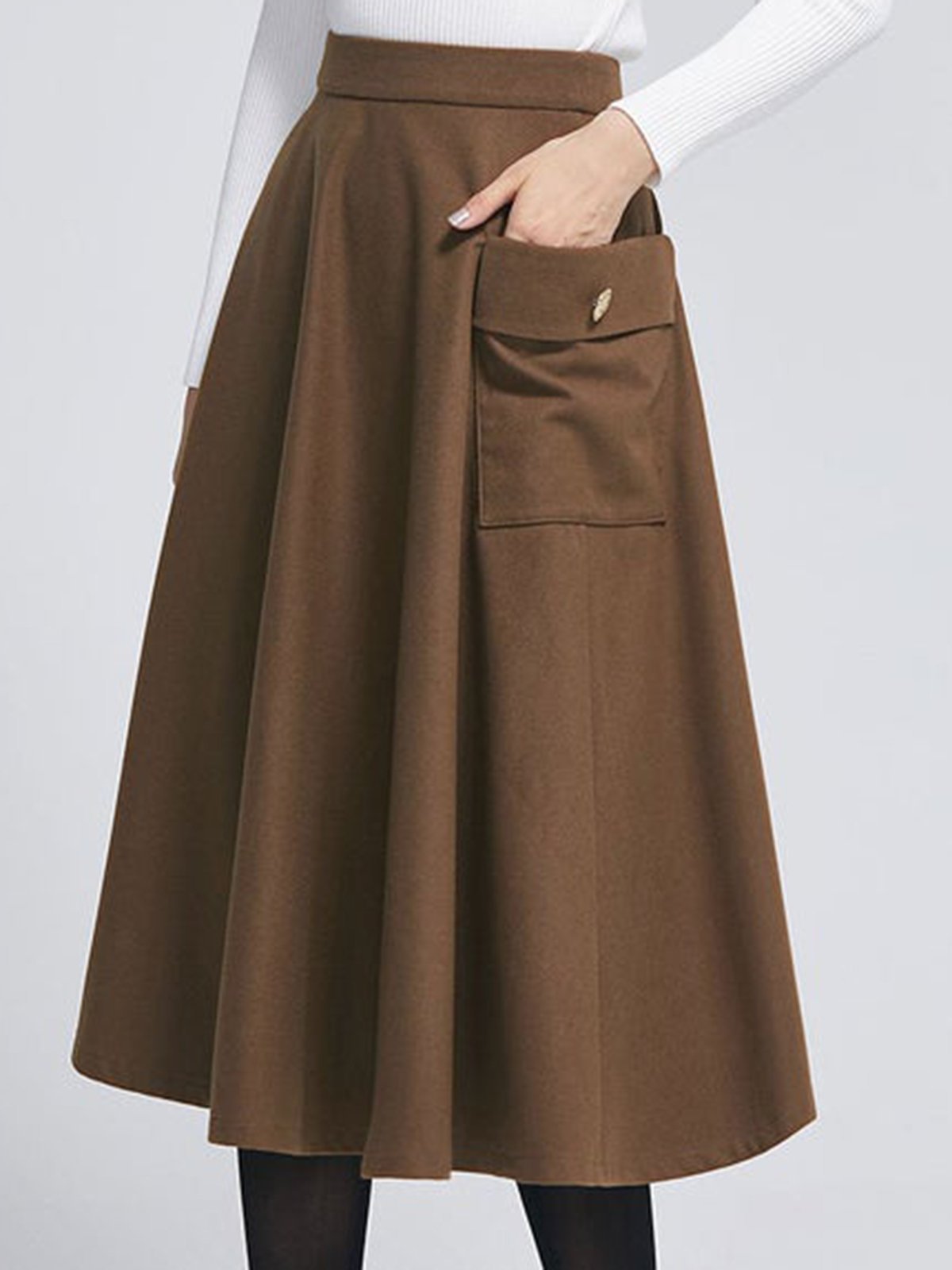 Vintage Loosen Wool-Mix Fabric Skirt