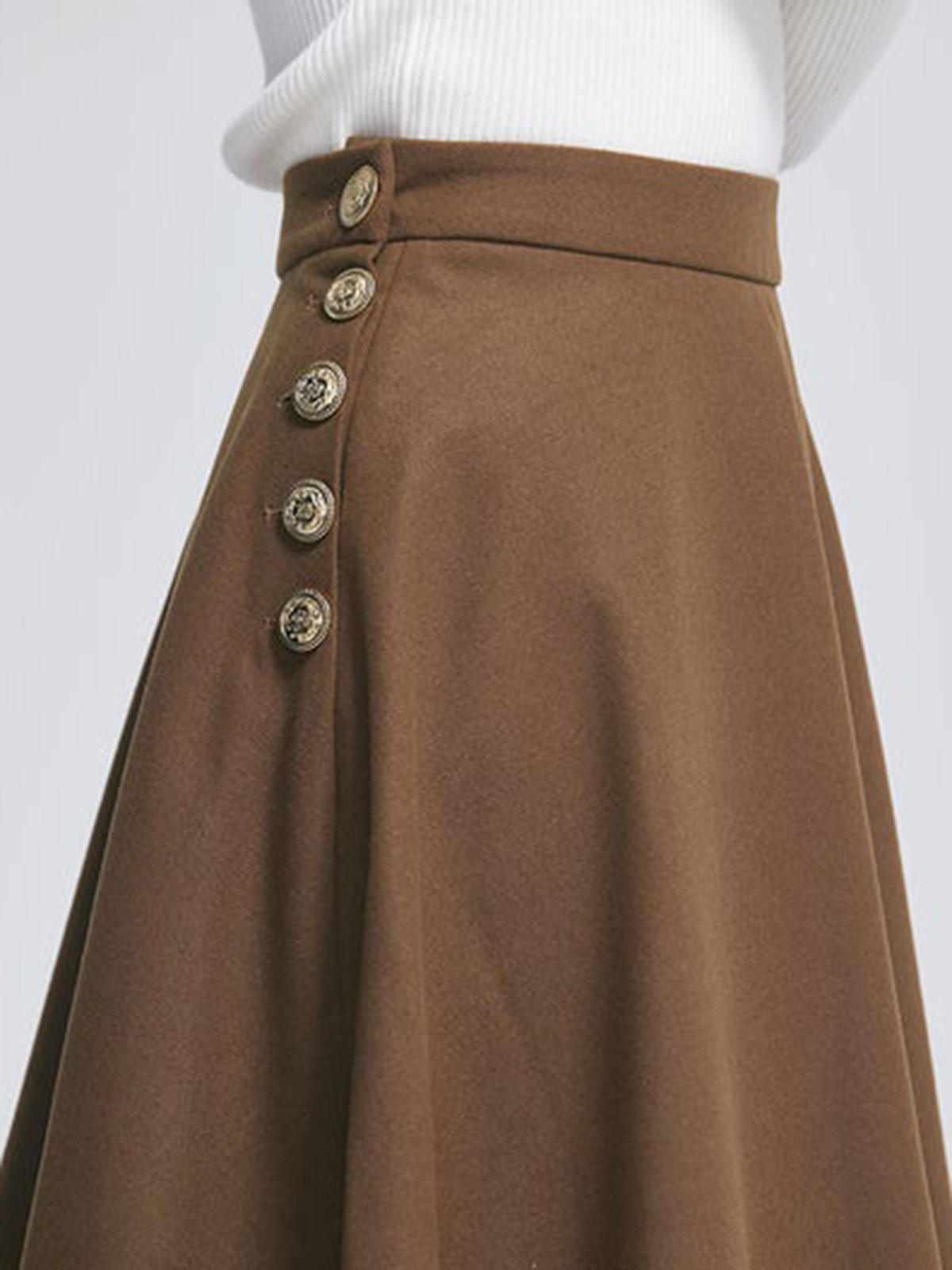 Vintage Loosen Wool-Mix Fabric Skirt