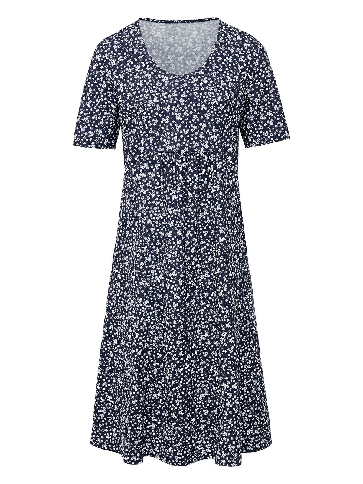 Vacation Crew Neck Printed Polyester Fibre Floral Dress
