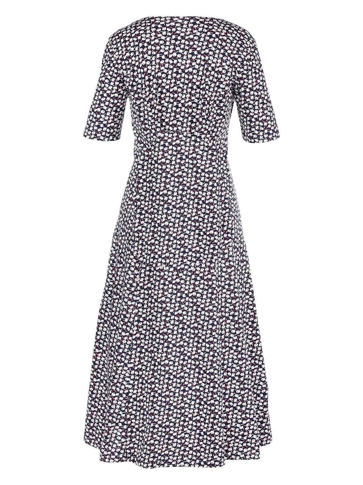 Round Neck Vintage Cotton Blends Printed Floral Dress