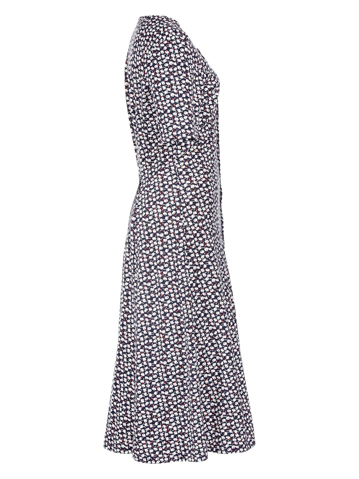 Round Neck Vintage Cotton Blends Printed Floral Dress