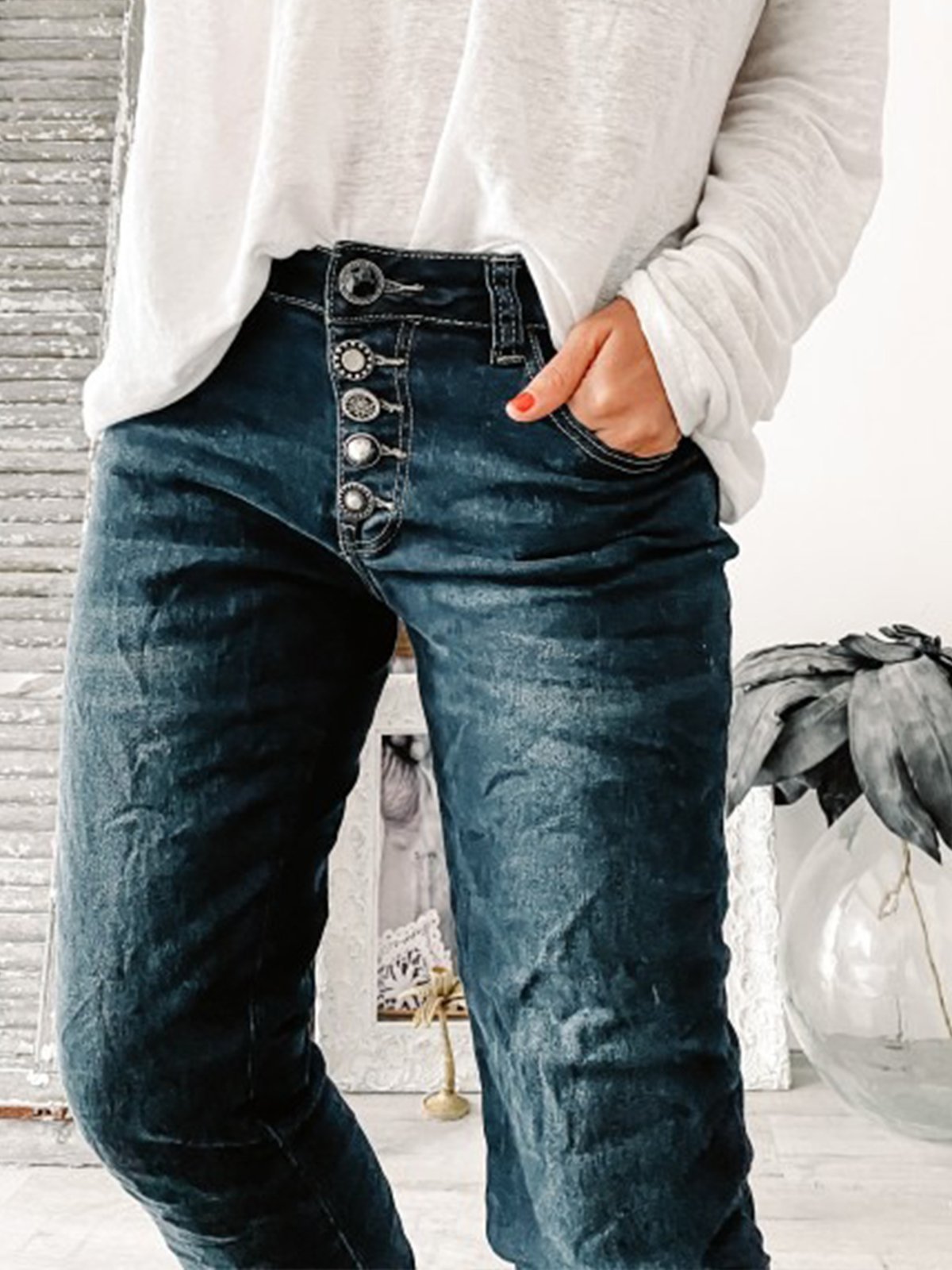 Pockets Casual Denim Jeans