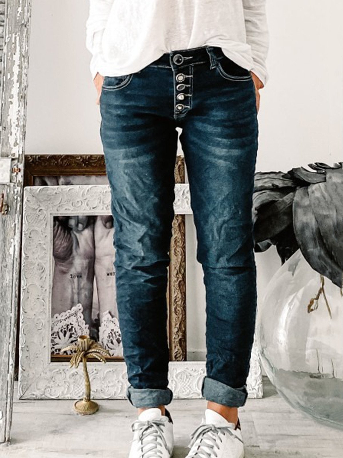 Pockets Casual Denim Jeans