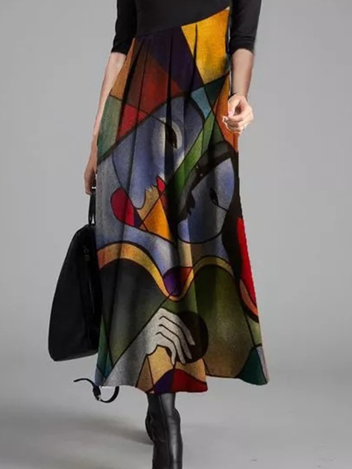 Vintage Abstract Regular Fit Casual Dress