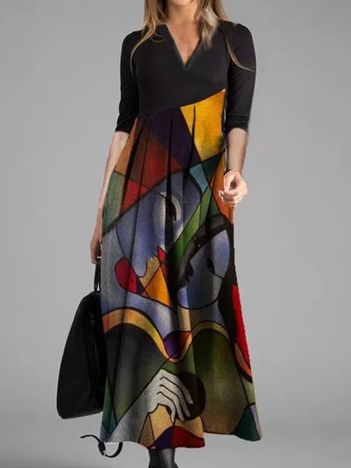 Vintage Abstract Regular Fit Casual Dress
