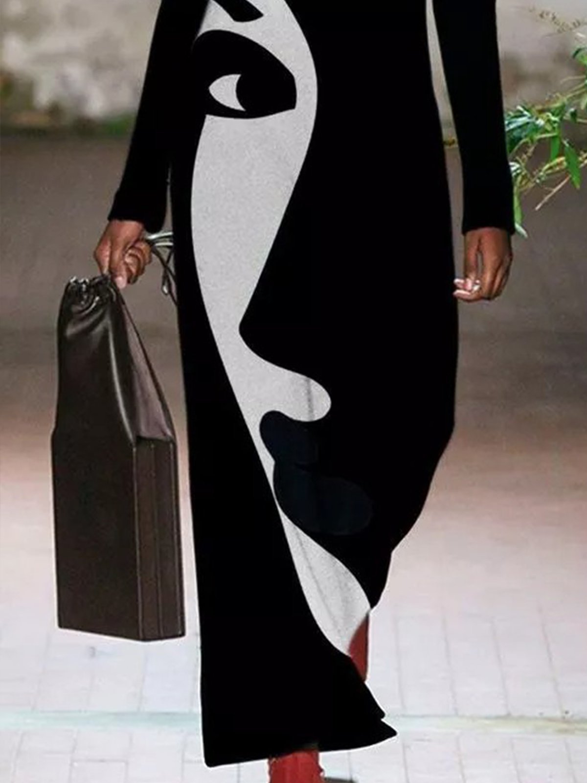 Regular Fit Printed V Neck Cotton Blends Fall Dress