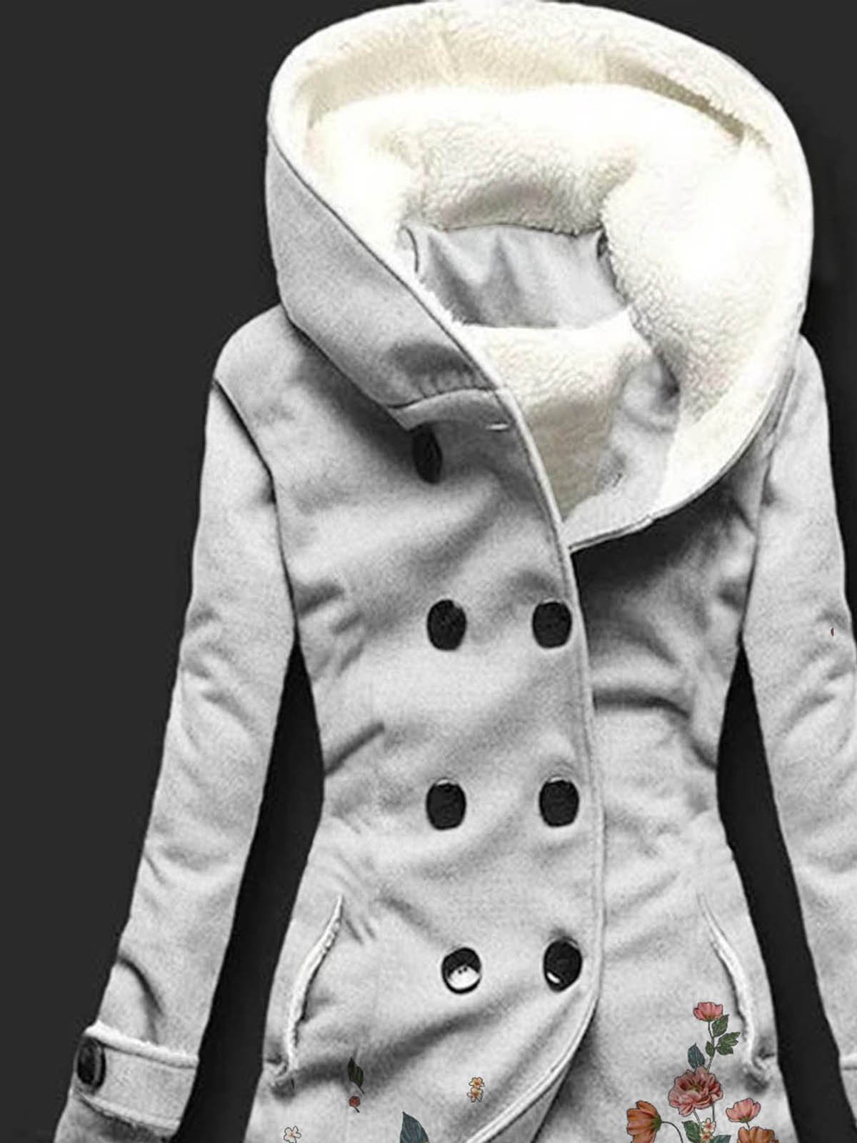 Casual Printed Cotton Blends Regular Fit Coats