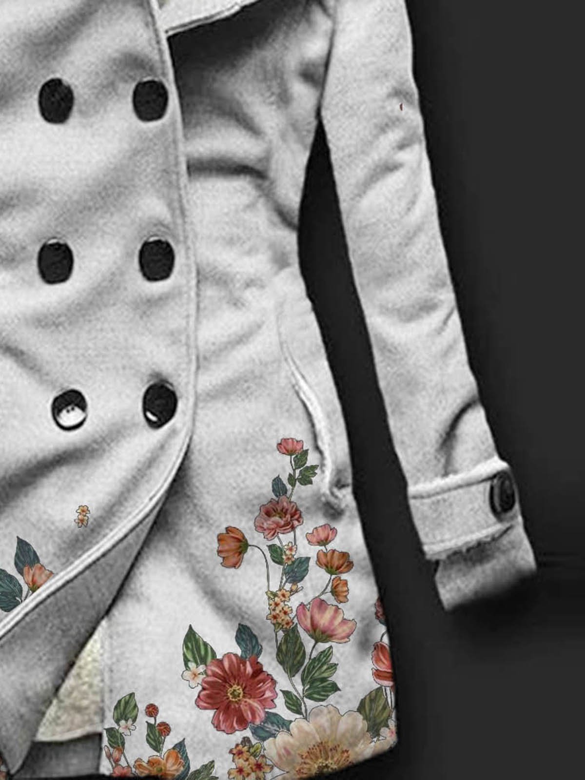 Casual Printed Cotton Blends Regular Fit Coats