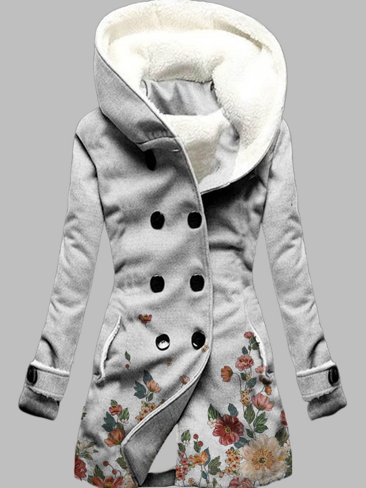 Casual Printed Cotton Blends Regular Fit Coats