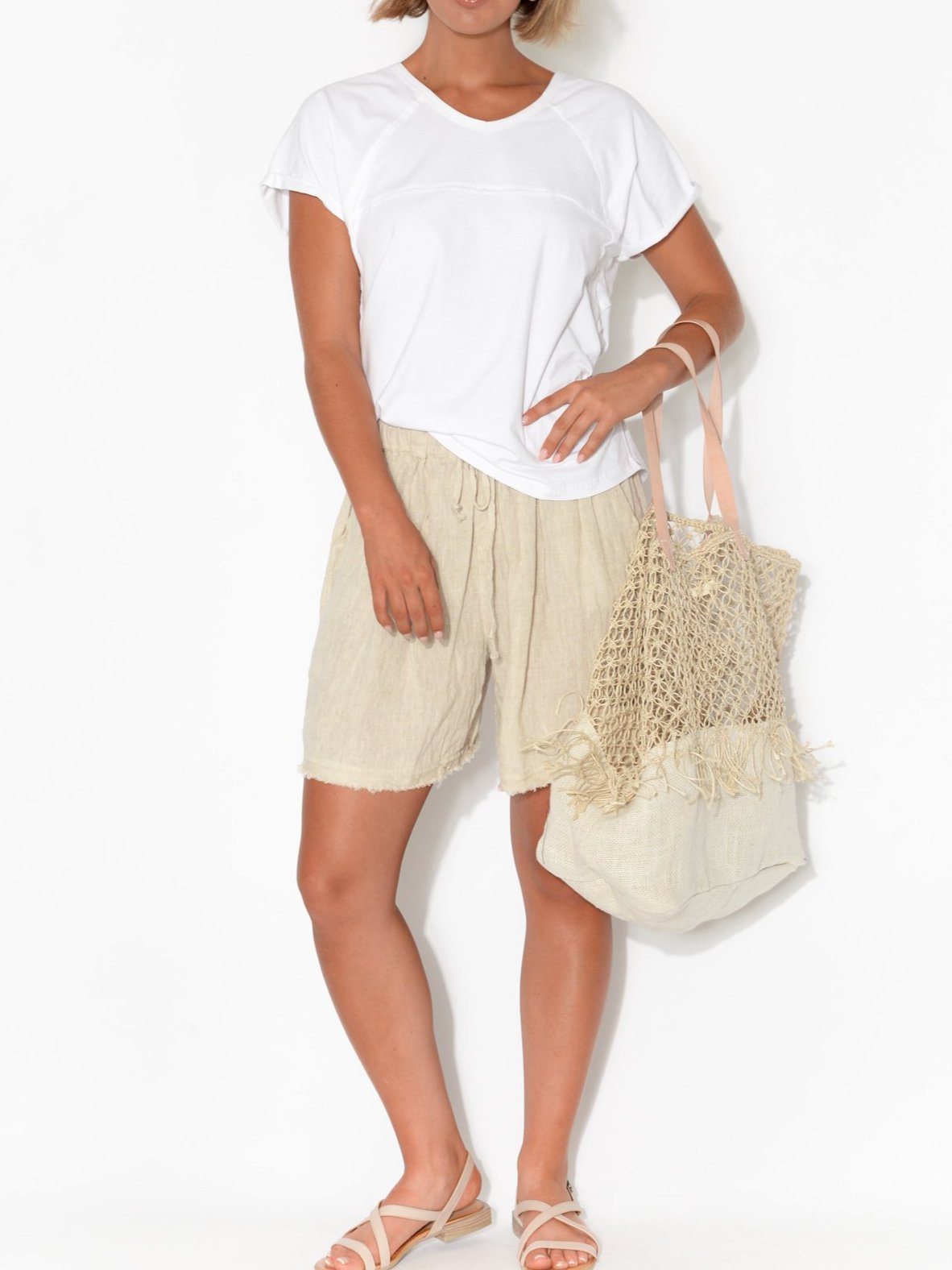 Linen Loosen Plain Shorts