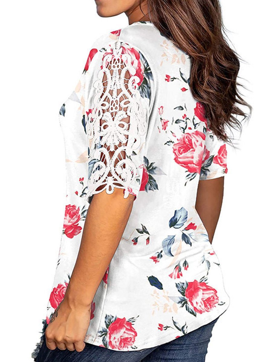 Loosen V Neck Casual T-shirt