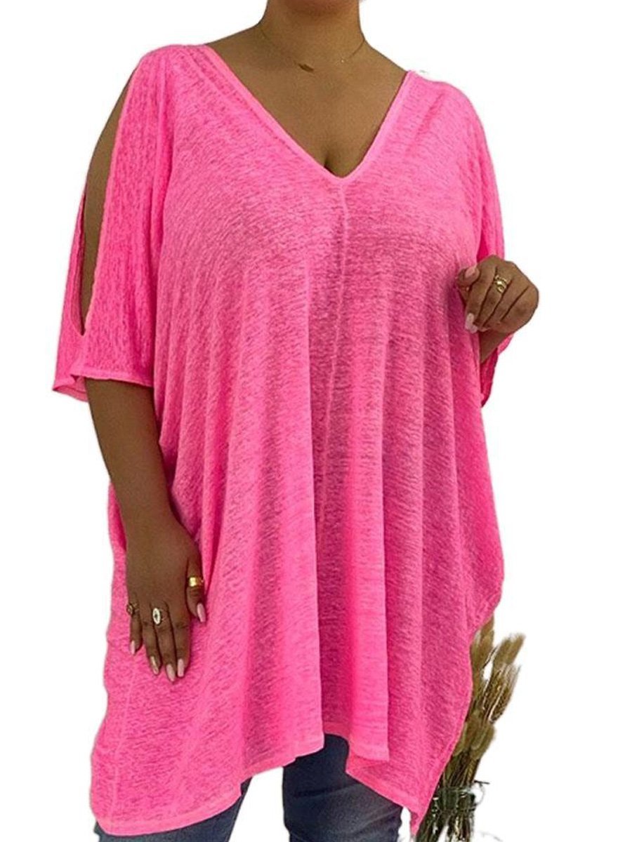 V Neck Boho Plain T-shirt