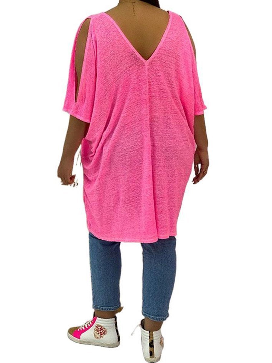 V Neck Boho Plain T-shirt