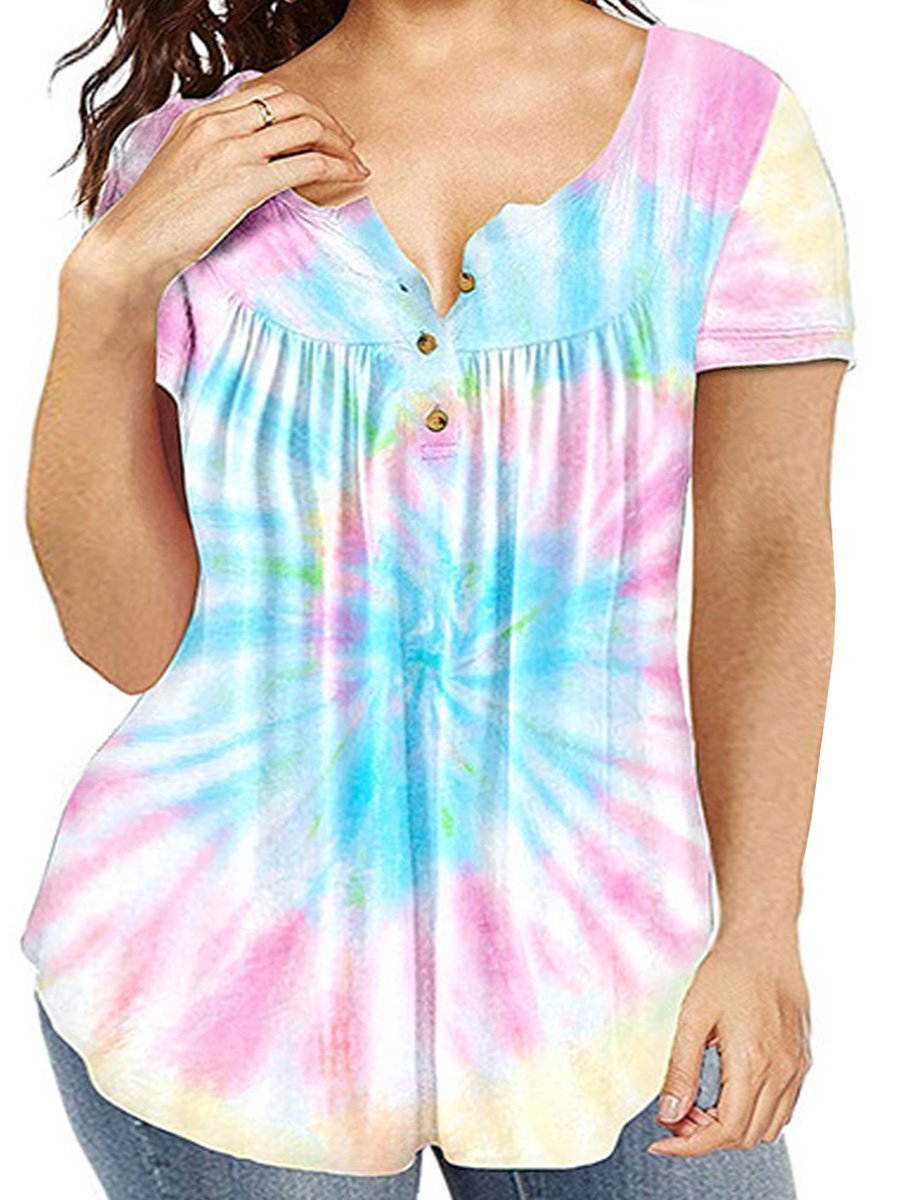 Cotton Casual V Neck Loosen T-shirt