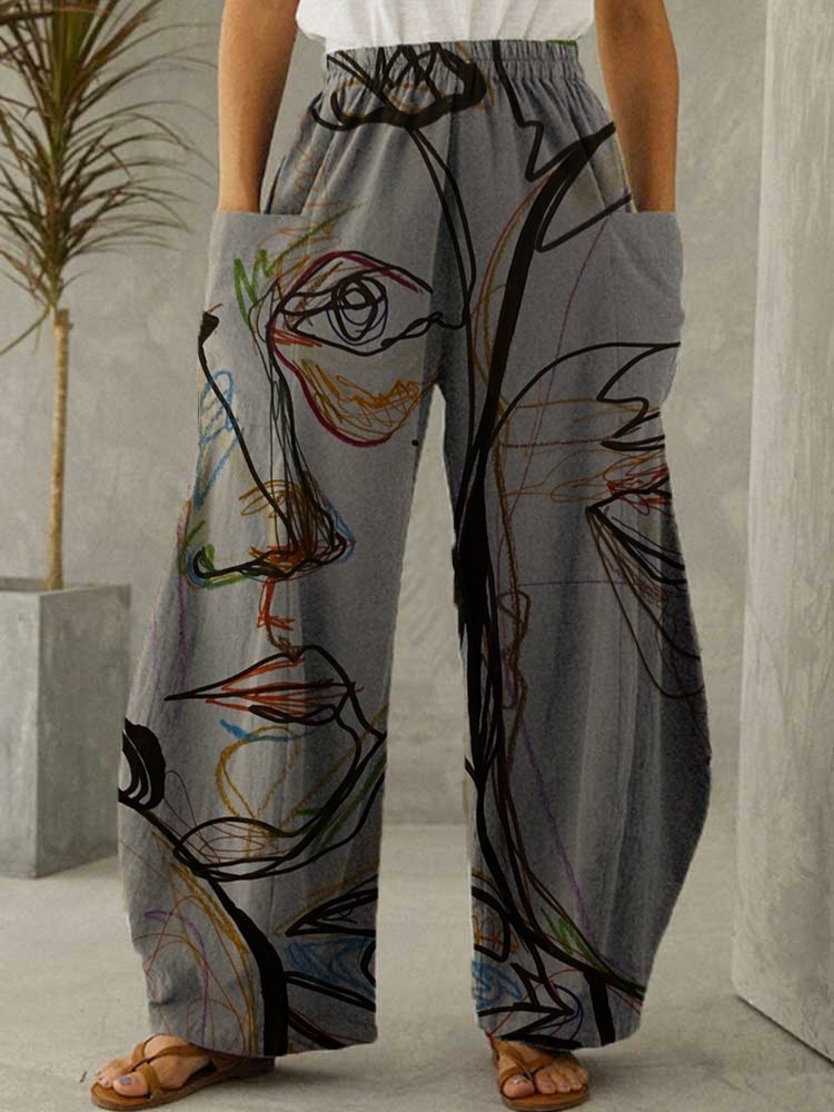 Abstract Cotton Vintage Pants