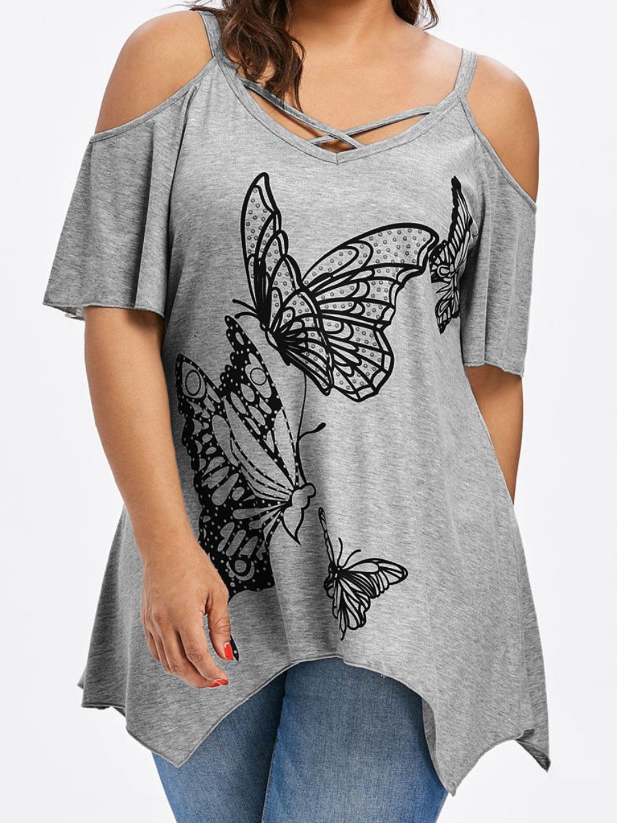 Loosen V Neck T-shirt