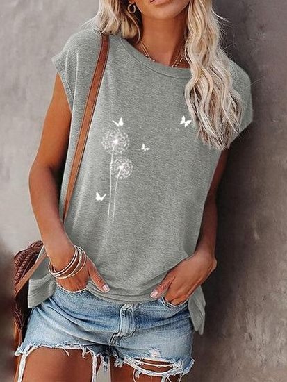 Crew Neck Loosen Cotton T-shirt