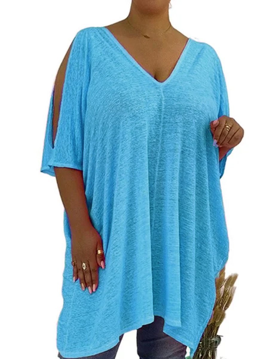 V Neck Boho Plain T-shirt