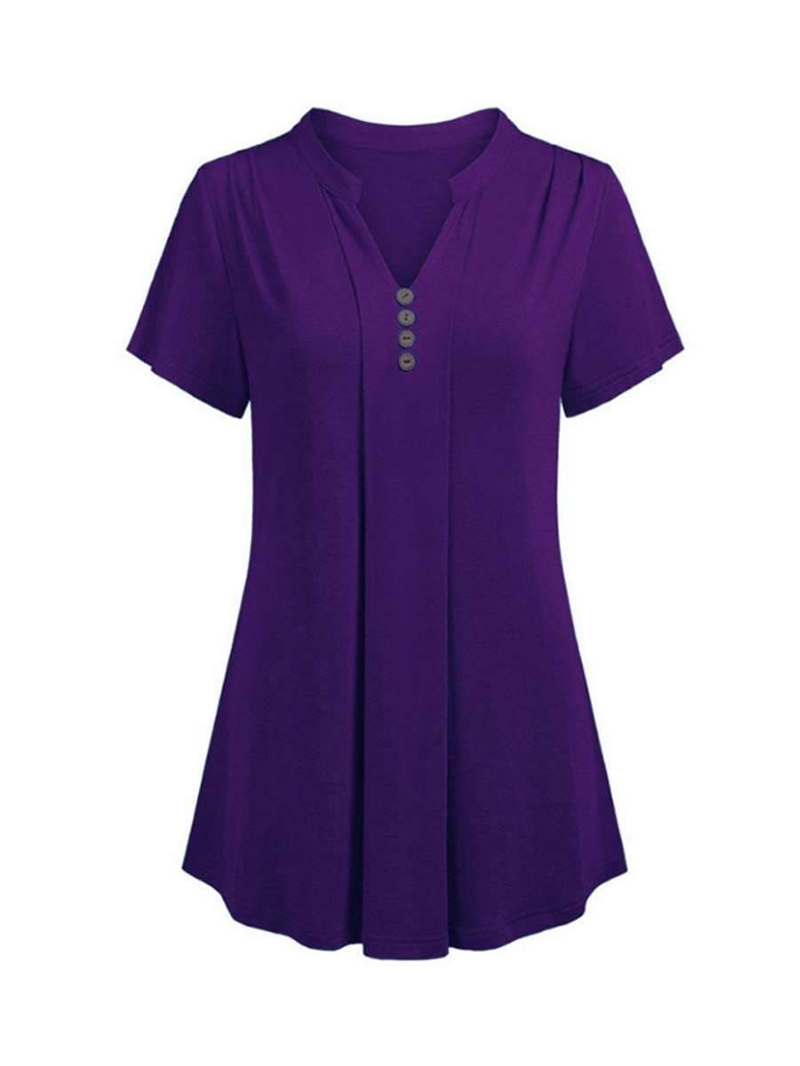 V Neck Plain Casual T-shirt