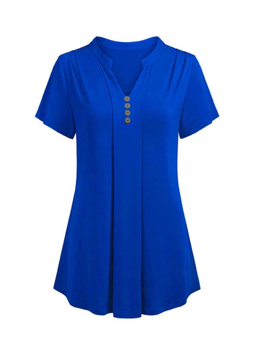 V Neck Plain Casual T-shirt