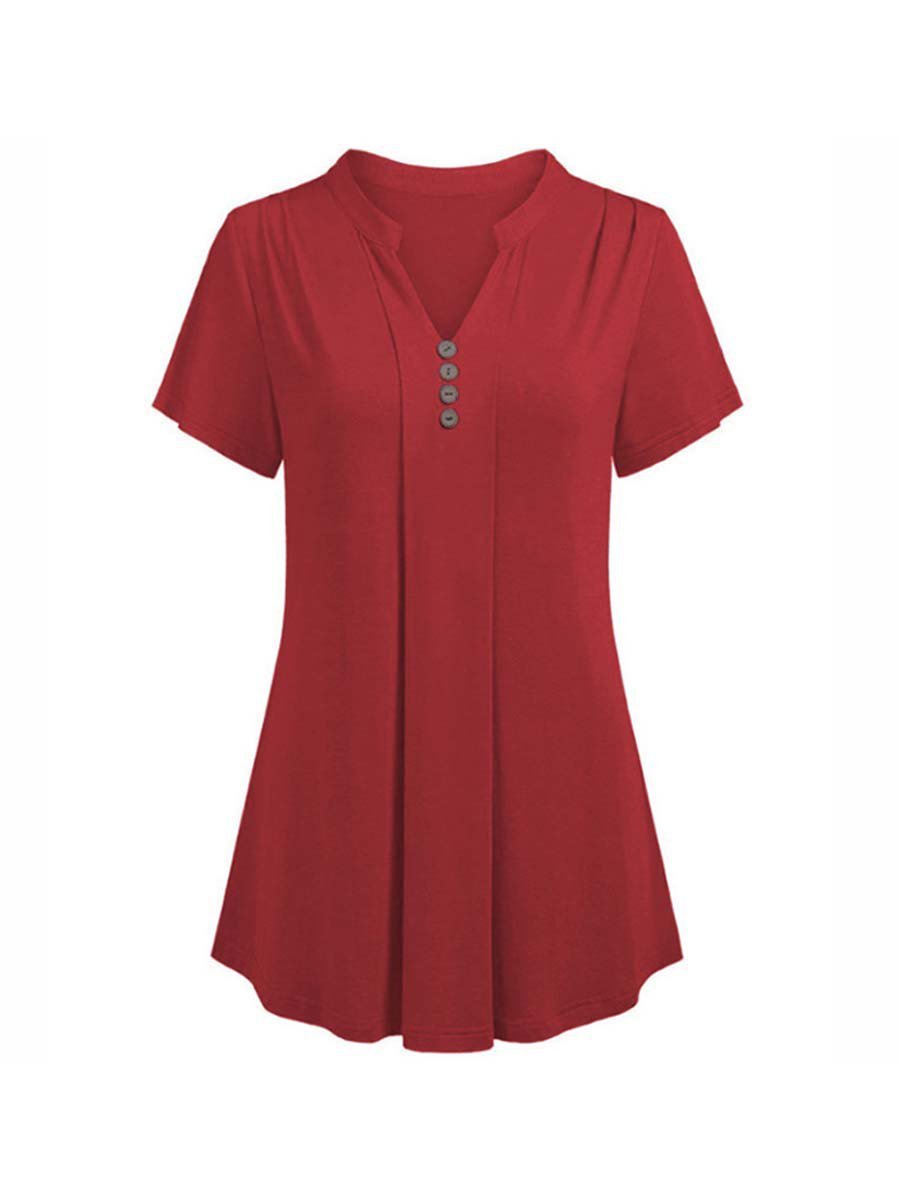 V Neck Plain Casual T-shirt
