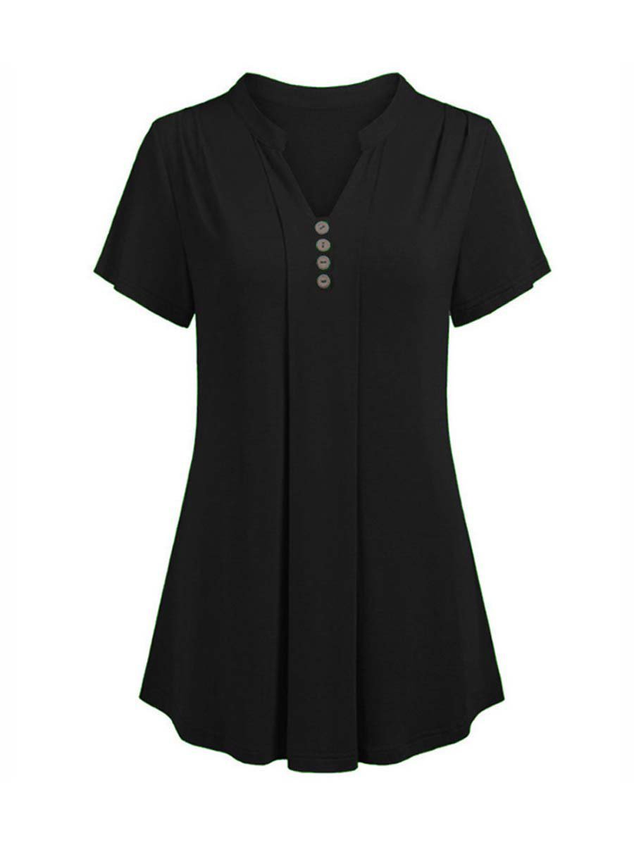 V Neck Plain Casual T-shirt