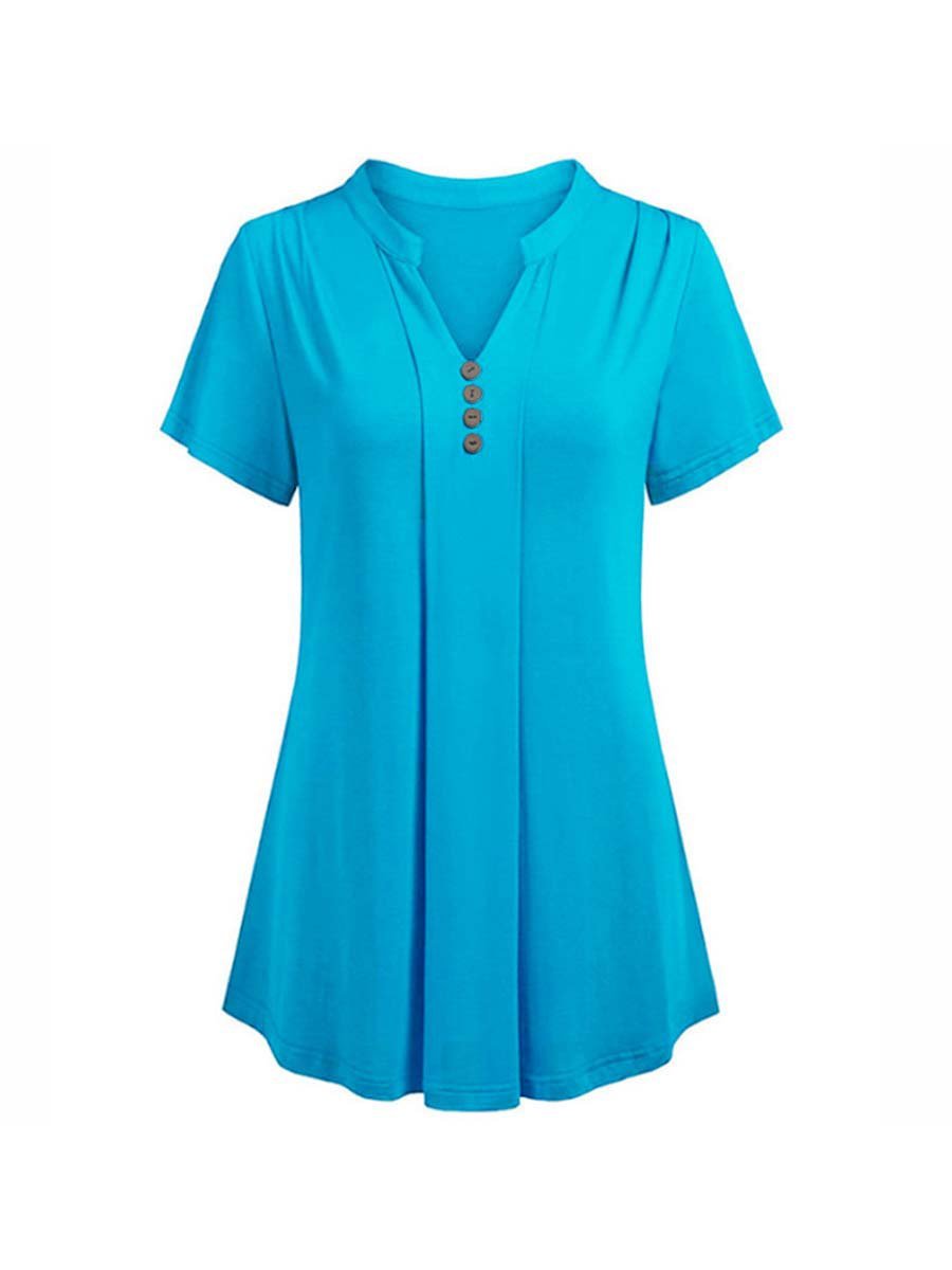 V Neck Plain Casual T-shirt