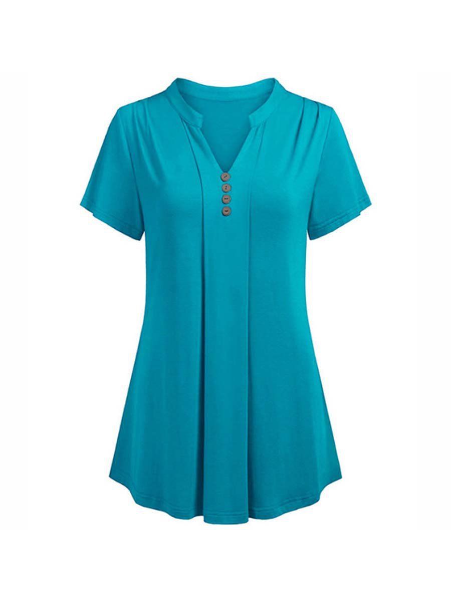 V Neck Plain Casual T-shirt