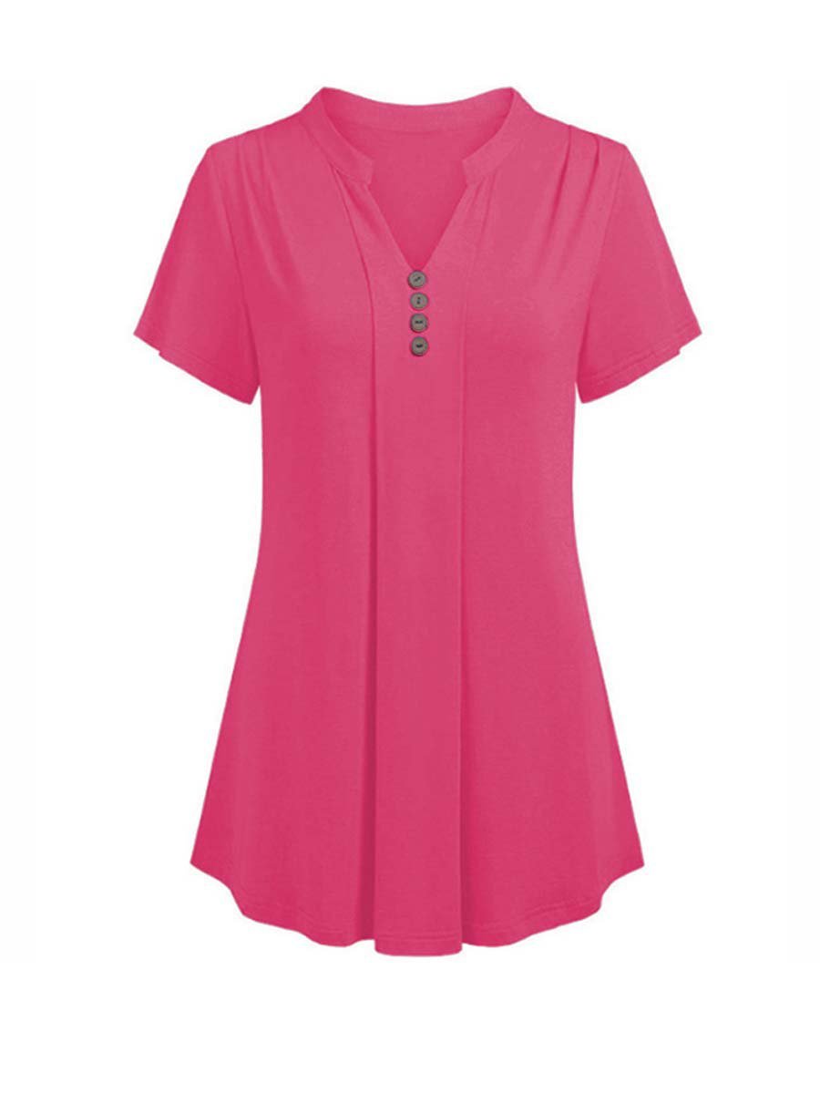 V Neck Plain Casual T-shirt