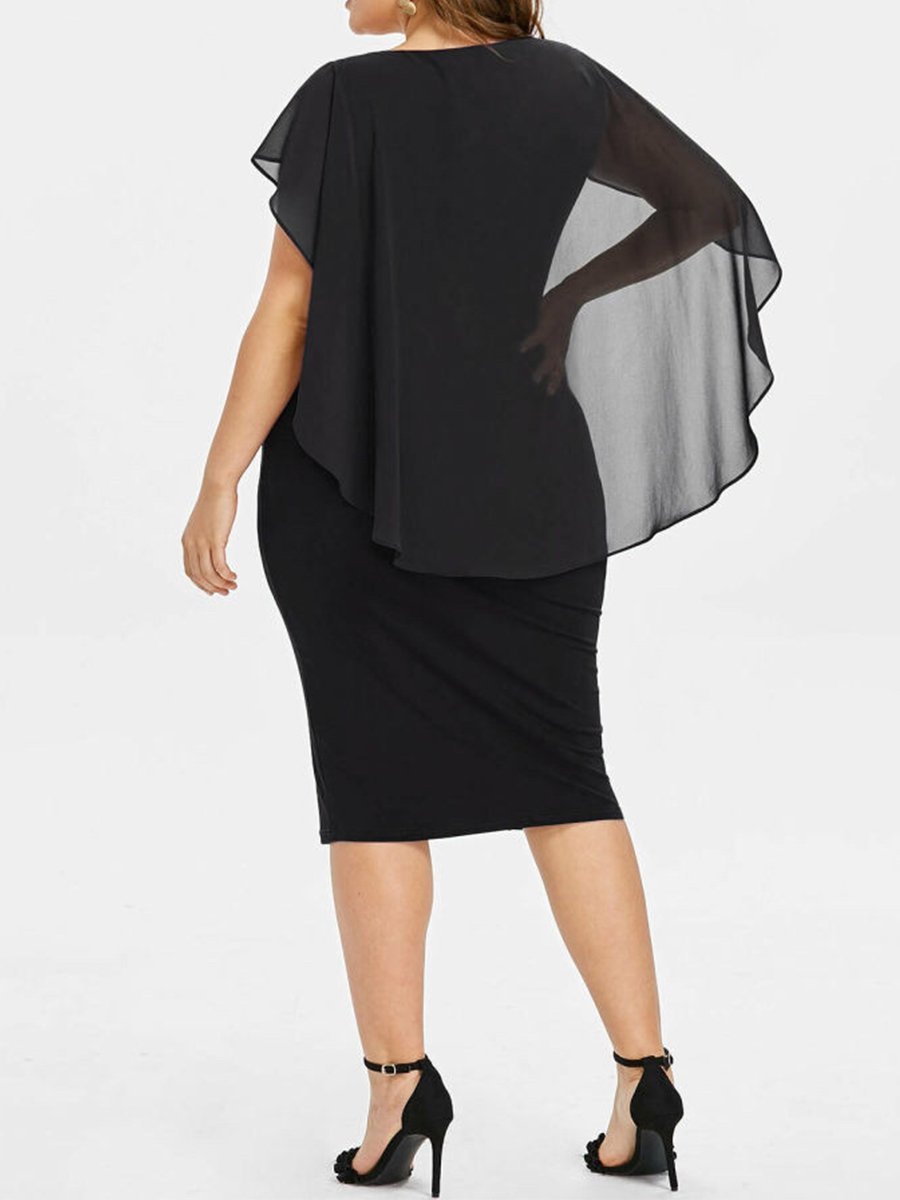 Regular Fit Solid Crew Neck Eyelet Casual Dress