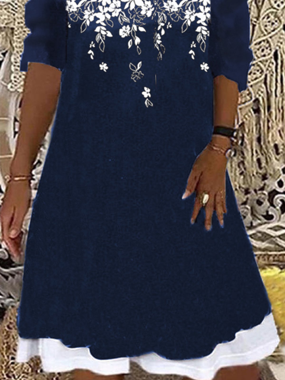 Loosen Cotton Blends Casual Floral Dress