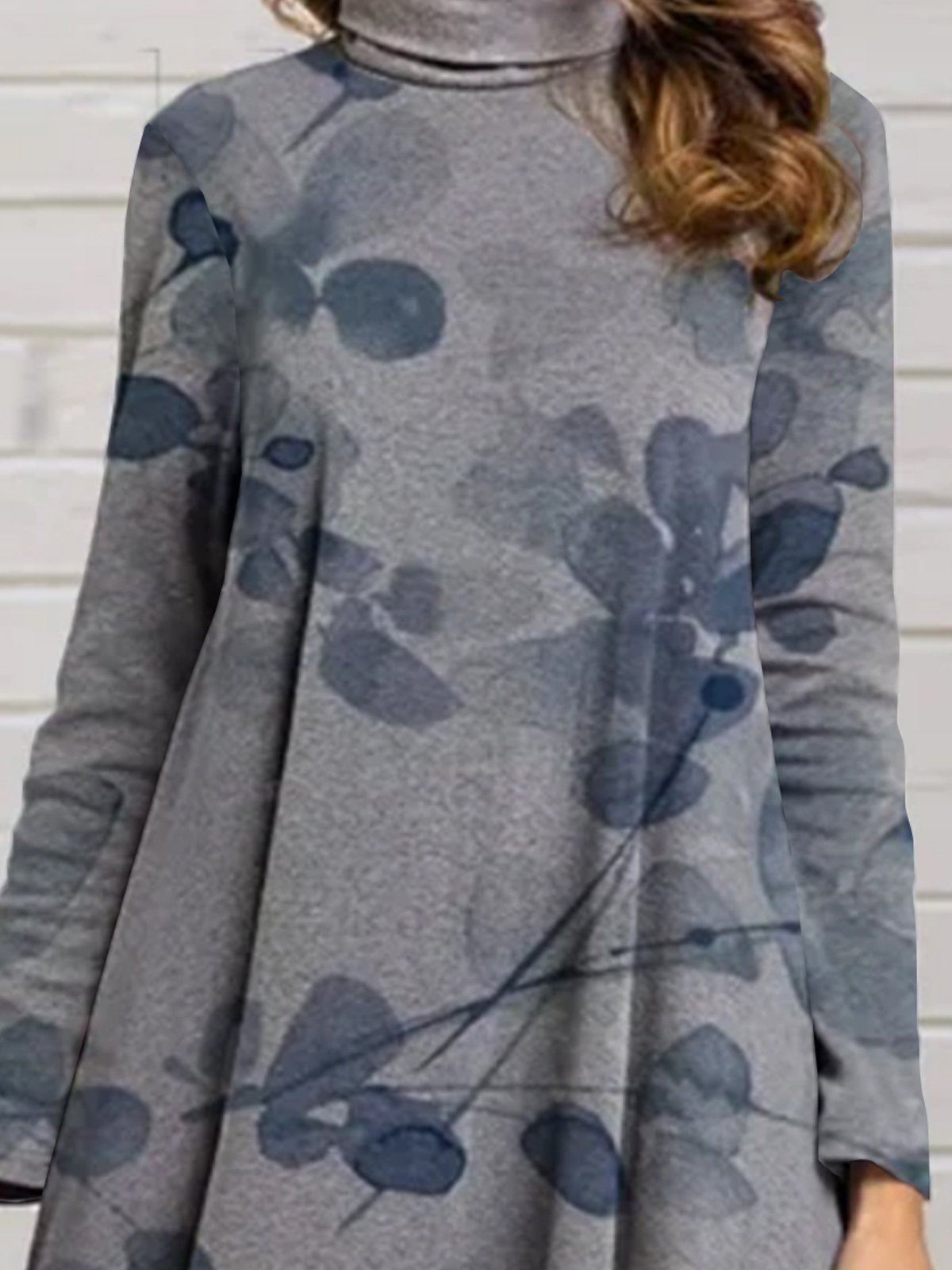 High Neck Plants Vintage Fall Dress