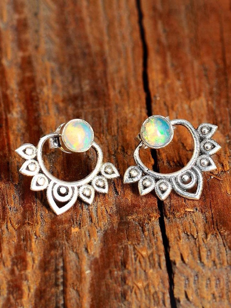 Vintage Opal Geometric Earrings