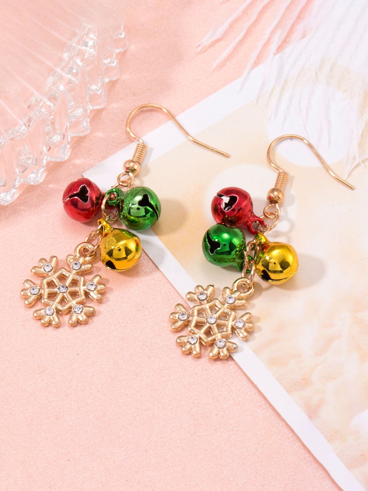 Christmas Snowflake Bell Diamond Earrings