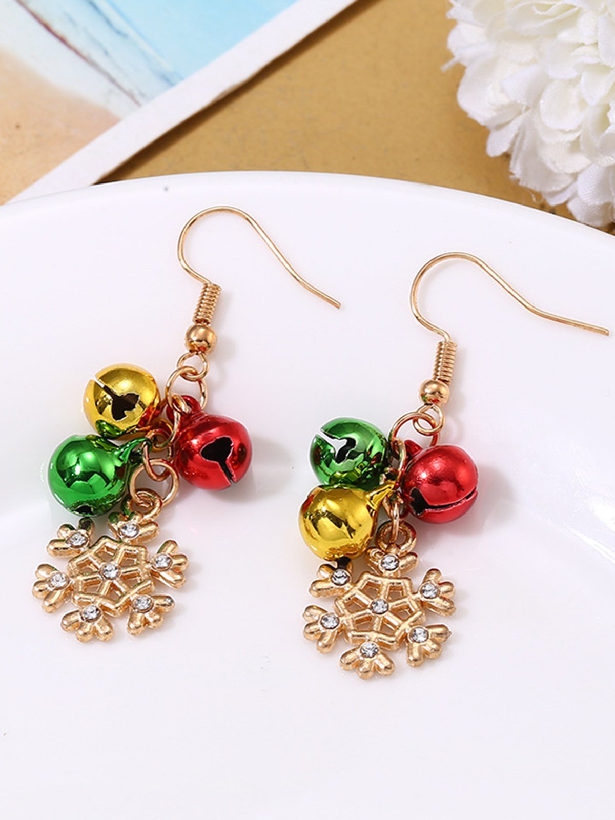 Christmas Snowflake Bell Diamond Earrings