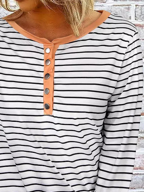 Regular Fit Cotton Striped Vintage Long Sleeve Top