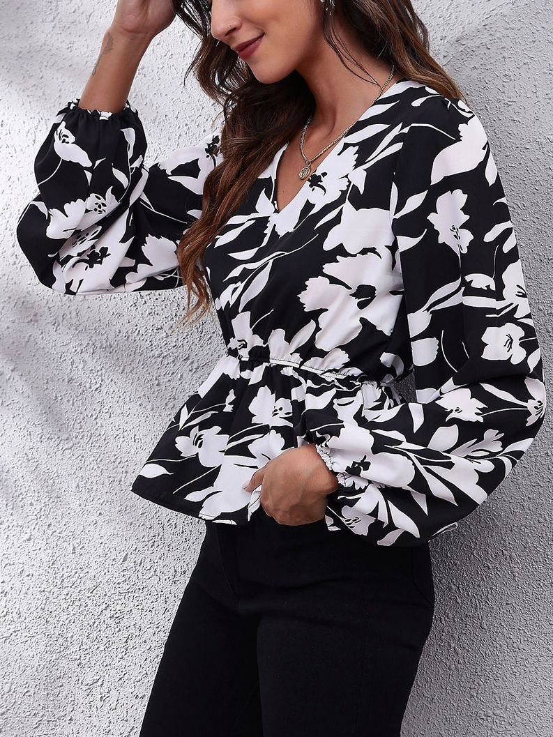 Floral Casual Loosen Long Sleeve Top