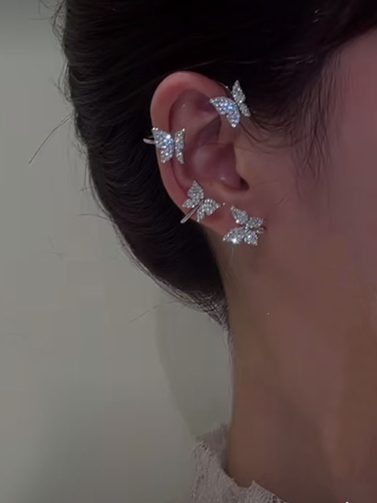 Alloy Rhinestone Cuff Earrings