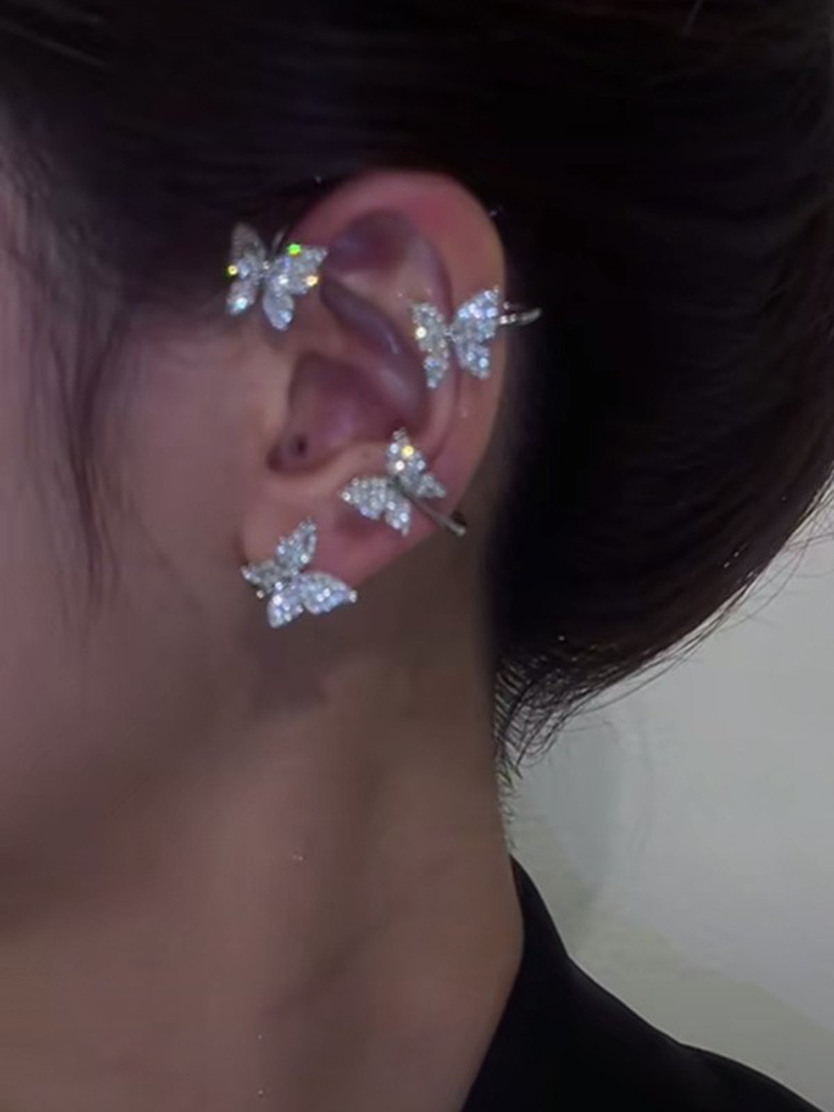 Alloy Rhinestone Cuff Earrings