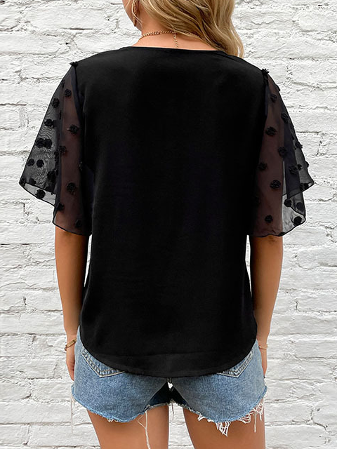 Regular Fit Chiffon Plain Casual T-shirt