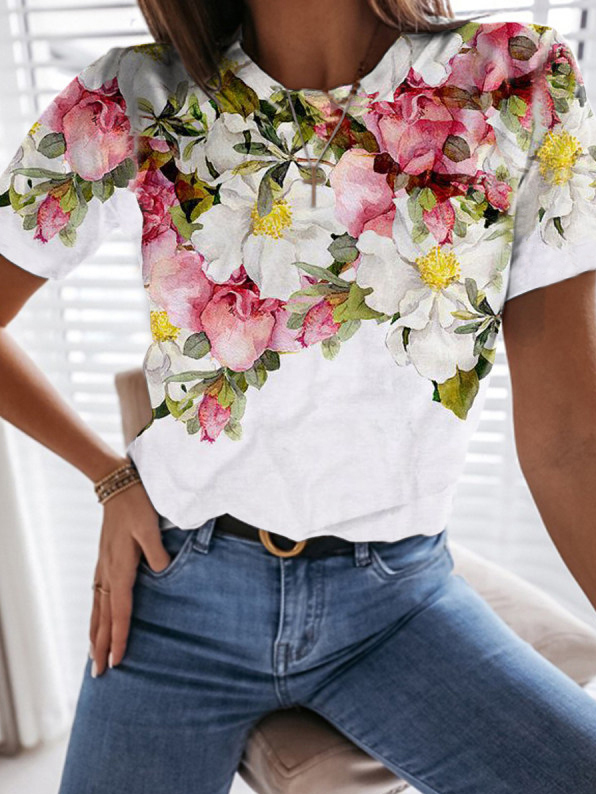 Casual Regular Fit Floral T-shirt