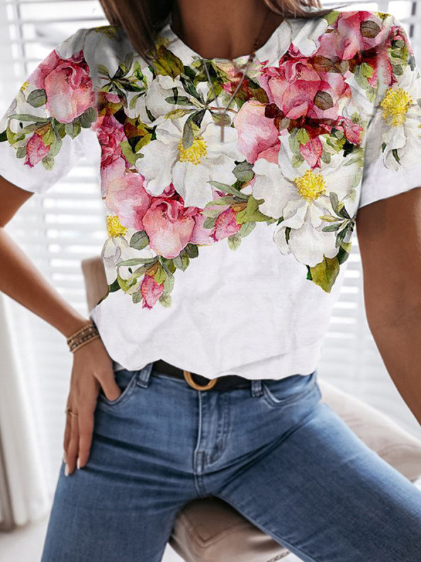 Casual Regular Fit Floral T-shirt